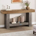 Console de table d'entrée de ferme à 2 niveaux, longue table d'appoint pour canapé, table derrière le canapé avec rangement ouvert pour l'entrée, le salon et le couloir.