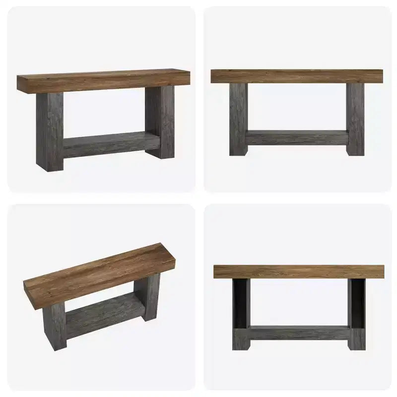Console de table d'entrée de ferme à 2 niveaux, longue table d'appoint pour canapé, table derrière le canapé avec rangement ouvert pour l'entrée, le salon et le couloir.