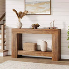 Console de table d'entrée de ferme à 2 niveaux, longue table d'appoint pour canapé, table derrière le canapé avec rangement ouvert pour l'entrée, le salon et le couloir.