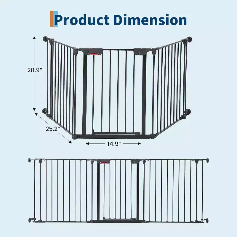 LinTimes Barrière réglable pour animaux de compagnie avec porte verrouillable - Extensible jusqu'à 201,6 pouces, Barrière métallique pour chien à 3-8 panneaux, Clôture de sécurité autoportante,