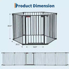 LinTimes Barrière réglable pour animaux de compagnie avec porte verrouillable - Extensible jusqu'à 201,6 pouces, Barrière métallique pour chien à 3-8 panneaux, Clôture de sécurité autoportante,