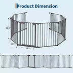 LinTimes Barrière réglable pour animaux de compagnie avec porte verrouillable - Extensible jusqu'à 201,6 pouces, Barrière métallique pour chien à 3-8 panneaux, Clôture de sécurité autoportante,