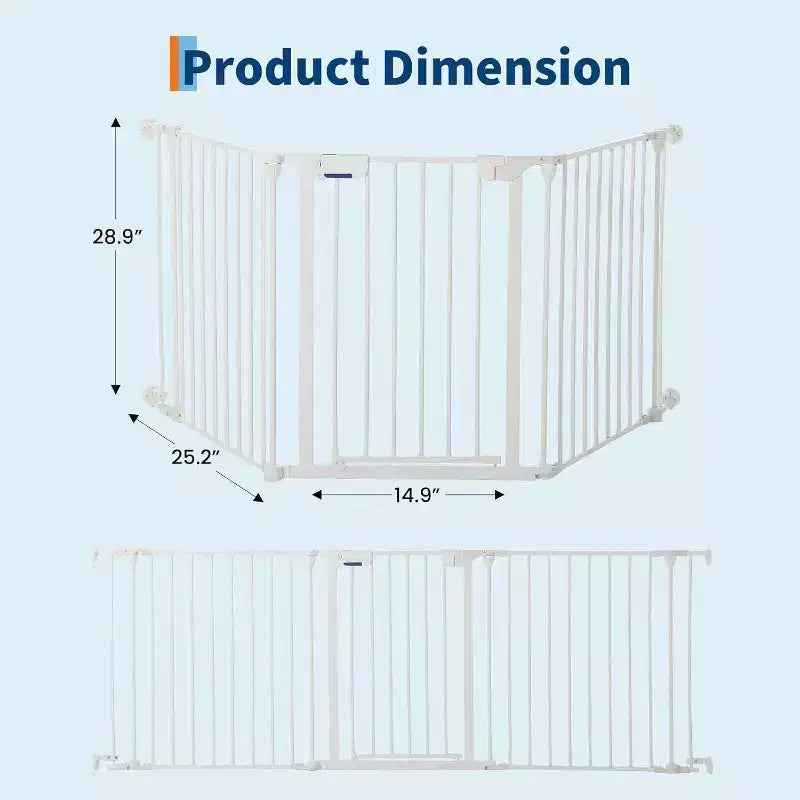 LinTimes Barrière réglable pour animaux de compagnie avec porte verrouillable - Extensible jusqu'à 201,6 pouces, Barrière métallique pour chien à 3-8 panneaux, Clôture de sécurité autoportante,