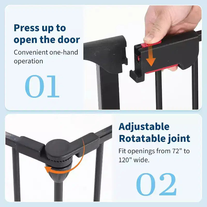 LinTimes Barrière réglable pour animaux de compagnie avec porte verrouillable - Extensible jusqu'à 201,6 pouces, Barrière métallique pour chien à 3-8 panneaux, Clôture de sécurité autoportante,