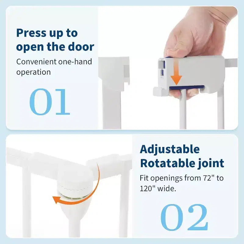 LinTimes Barrière réglable pour animaux de compagnie avec porte verrouillable - Extensible jusqu'à 201,6 pouces, Barrière métallique pour chien à 3-8 panneaux, Clôture de sécurité autoportante,