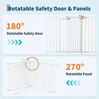 LinTimes Barrière réglable pour animaux de compagnie avec porte verrouillable - Extensible jusqu'à 201,6 pouces, Barrière métallique pour chien à 3-8 panneaux, Clôture de sécurité autoportante,