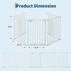 LinTimes Barrière réglable pour animaux de compagnie avec porte verrouillable - Extensible jusqu'à 201,6 pouces, Barrière métallique pour chien à 3-8 panneaux, Clôture de sécurité autoportante,