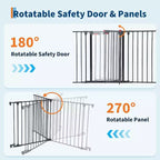 LinTimes Barrière réglable pour animaux de compagnie avec porte verrouillable - Extensible jusqu'à 201,6 pouces, Barrière métallique pour chien à 3-8 panneaux, Clôture de sécurité autoportante,