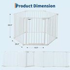 LinTimes Barrière réglable pour animaux de compagnie avec porte verrouillable - Extensible jusqu'à 201,6 pouces, Barrière métallique pour chien à 3-8 panneaux, Clôture de sécurité autoportante,