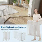 LinTimes Barrière réglable pour animaux de compagnie avec porte verrouillable - Extensible jusqu'à 201,6 pouces, Barrière métallique pour chien à 3-8 panneaux, Clôture de sécurité autoportante,