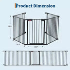 LinTimes Barrière réglable pour animaux de compagnie avec porte verrouillable - Extensible jusqu'à 201,6 pouces, Barrière métallique pour chien à 3-8 panneaux, Clôture de sécurité autoportante,