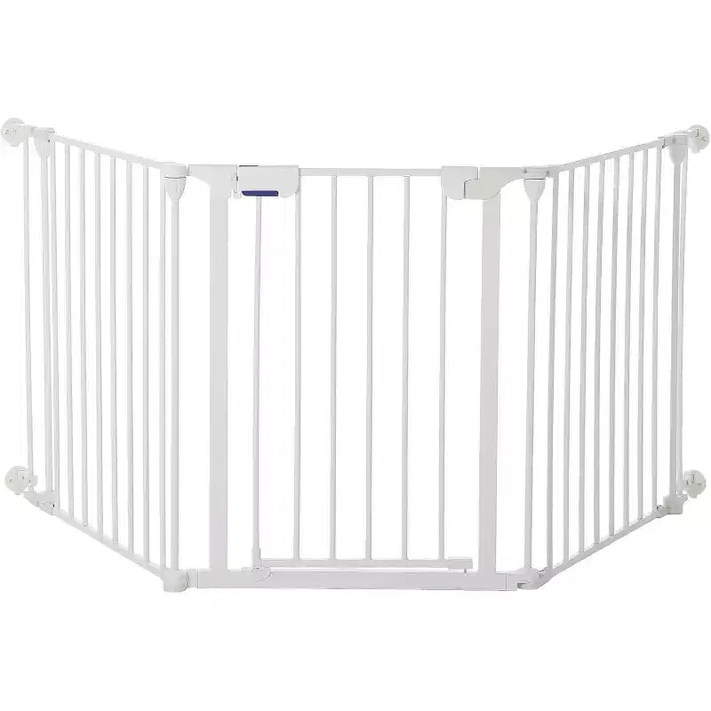 LinTimes Barrière réglable pour animaux de compagnie avec porte verrouillable - Extensible jusqu'à 201,6 pouces, Barrière métallique pour chien à 3-8 panneaux, Clôture de sécurité autoportante,