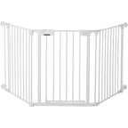 LinTimes Barrière réglable pour animaux de compagnie avec porte verrouillable - Extensible jusqu'à 201,6 pouces, Barrière métallique pour chien à 3-8 panneaux, Clôture de sécurité autoportante,