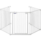 LinTimes Barrière réglable pour animaux de compagnie avec porte verrouillable - Extensible jusqu'à 201,6 pouces, Barrière métallique pour chien à 3-8 panneaux, Clôture de sécurité autoportante,