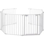 LinTimes Barrière réglable pour animaux de compagnie avec porte verrouillable - Extensible jusqu'à 201,6 pouces, Barrière métallique pour chien à 3-8 panneaux, Clôture de sécurité autoportante,