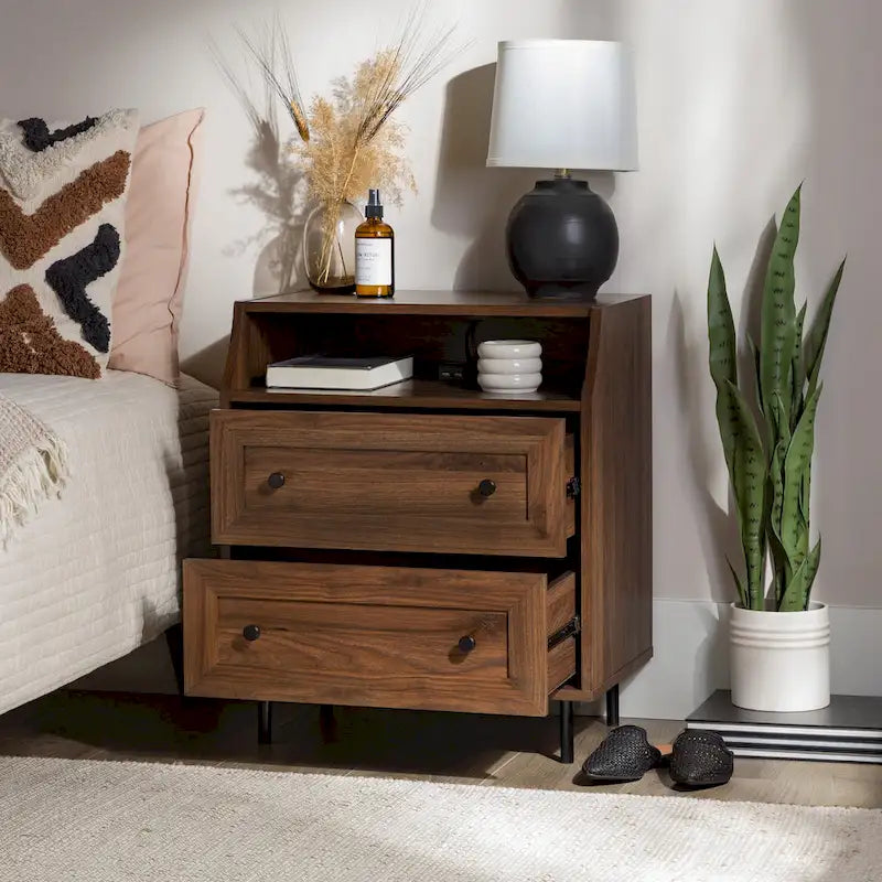 Table de chevet Middlebrook Modern à 2 tiroirs avec port USB