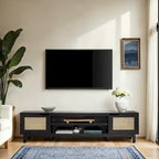 Meuble TV scandinave en rotin synthétique avec porte Middlebrook Designs