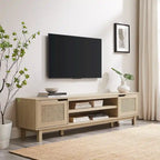 Meuble TV scandinave en rotin synthétique avec porte Middlebrook Designs