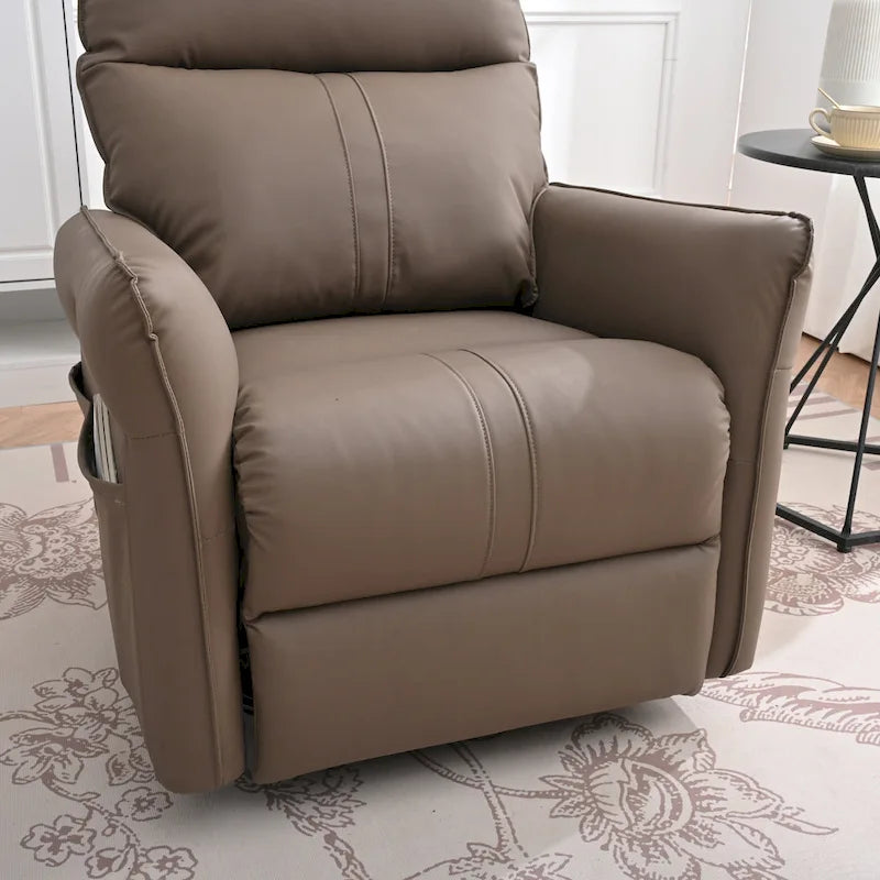 Modern Small Rocking Swivel Recliner Chair with Overstuffed Seat