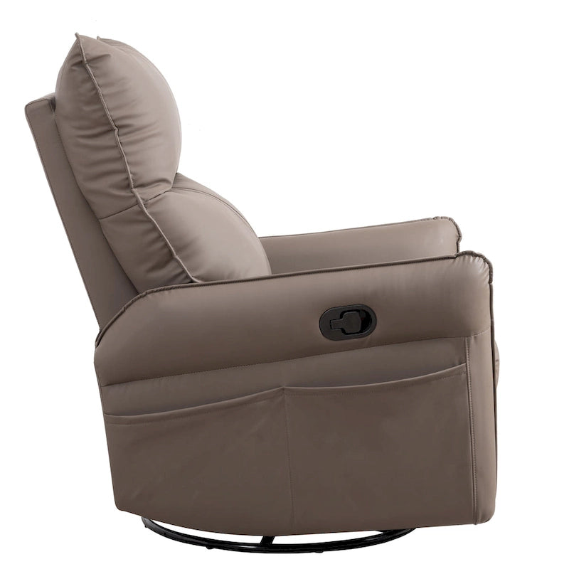 Modern Small Rocking Swivel Recliner Chair with Overstuffed Seat