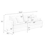 79.3 Corduroy 3-seater Sofa with Toss Pillows and Spring Cushion