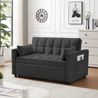 Canapé convertible noir en velours 55.2 avec coussins décoratifs et poches
