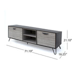 Meuble TV gris 71,1 cm avec armoire dépliante, armoire normale et 2 étagères pour téléviseurs jusqu'à 79 po