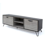 Meuble TV gris 71,1 cm avec armoire dépliante, armoire normale et 2 étagères pour téléviseurs jusqu'à 79 po