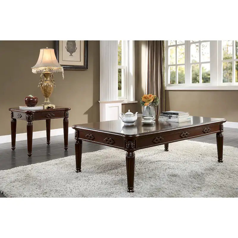 Table basse Espresso avec pieds tournés