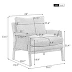 White 35.4 Velvet Arm Chair with Rubber Wood Frame