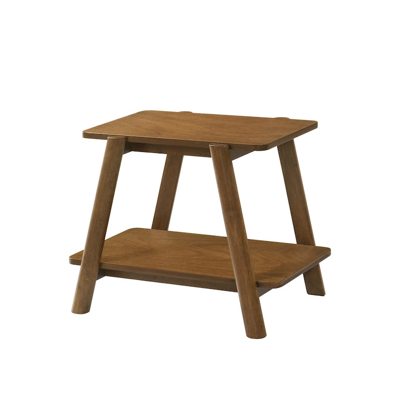 Table d'appoint étagère en bois Metz Mid-Century Modern, finition noyer