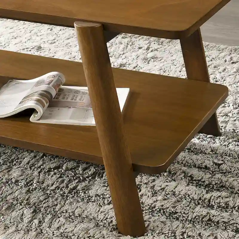 Table d'appoint étagère en bois Metz Mid-Century Modern, finition noyer