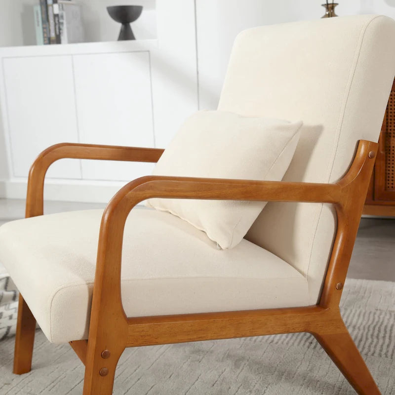 Modern Accent Chair, Solid Wood Padding Lounge Armchairs With One pillow for Living Room, Bedroom, Guest Room
