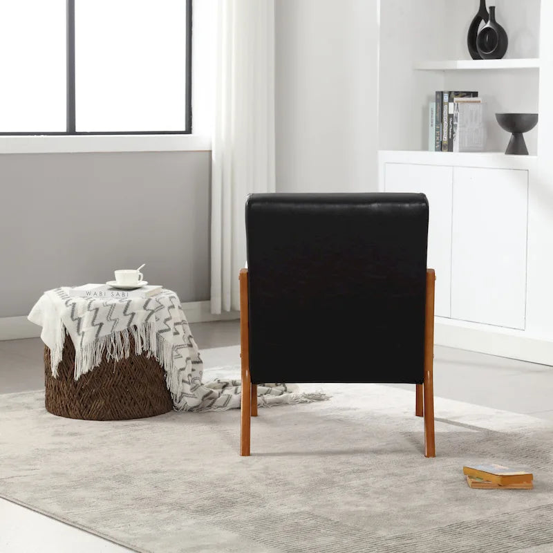 Modern Accent Chair, Solid Wood Padding Lounge Armchairs With One pillow for Living Room, Bedroom, Guest Room