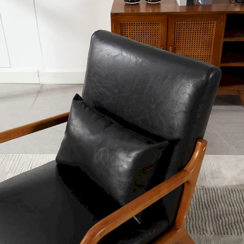 Modern Accent Chair, Solid Wood Padding Lounge Armchairs With One pillow for Living Room, Bedroom, Guest Room