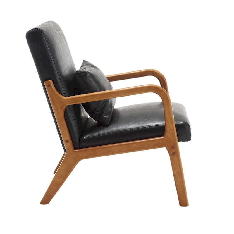 Modern Accent Chair, Solid Wood Padding Lounge Armchairs With One pillow for Living Room, Bedroom, Guest Room