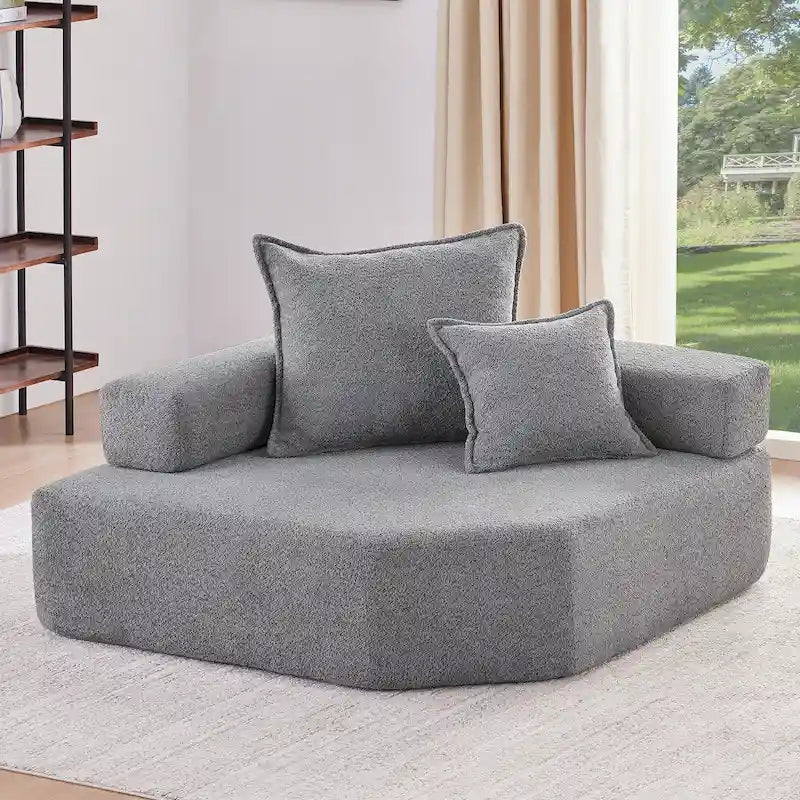 Canapé sectionnel modulaire capitonné en tissu bouclé, personnalisable soi-même