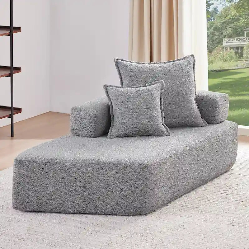 Canapé sectionnel modulaire capitonné en tissu bouclé, personnalisable soi-même