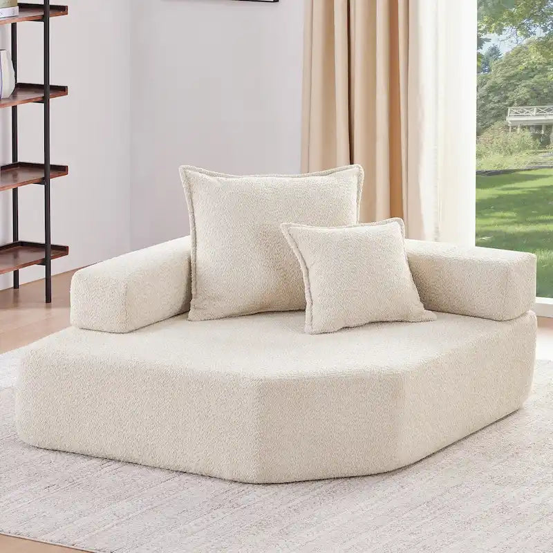Canapé sectionnel modulaire capitonné en tissu bouclé, personnalisable soi-même