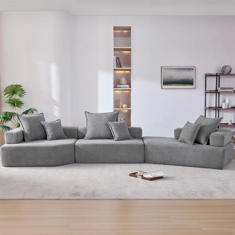 Canapé sectionnel modulaire capitonné en tissu bouclé, personnalisable soi-même