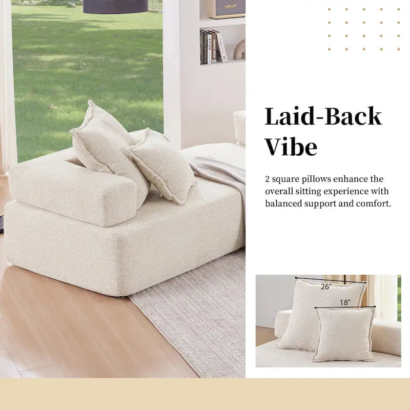 Canapé sectionnel modulaire capitonné en tissu bouclé, personnalisable soi-même