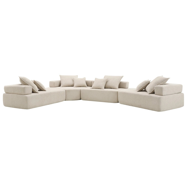 Canapé sectionnel modulaire capitonné en tissu bouclé, personnalisable soi-même