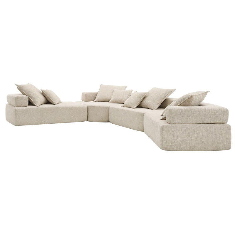 Canapé sectionnel modulaire capitonné en tissu bouclé, personnalisable soi-même