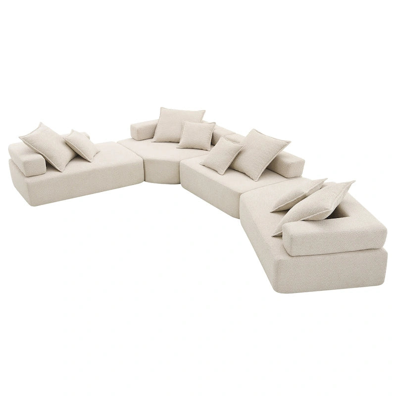 Canapé sectionnel modulaire capitonné en tissu bouclé, personnalisable soi-même