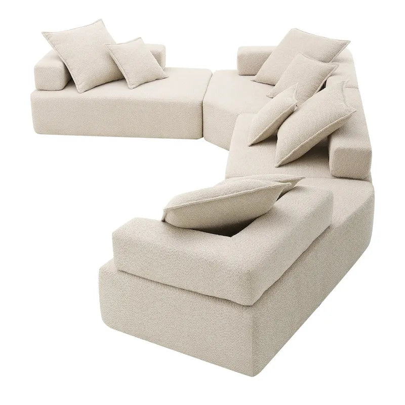 Canapé sectionnel modulaire capitonné en tissu bouclé, personnalisable soi-même
