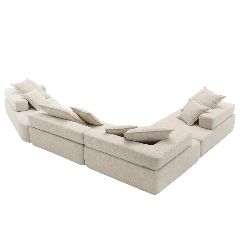 Canapé sectionnel modulaire capitonné en tissu bouclé, personnalisable soi-même