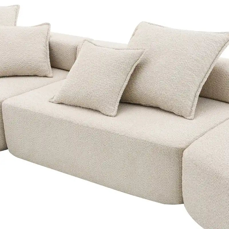 Canapé sectionnel modulaire capitonné en tissu bouclé, personnalisable soi-même
