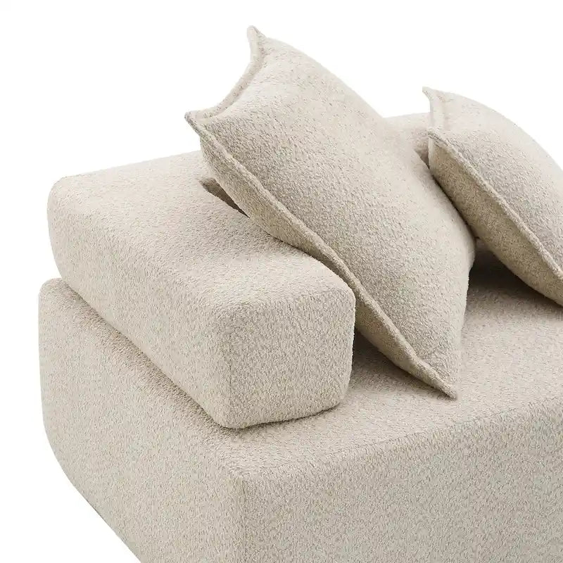 Canapé sectionnel modulaire capitonné en tissu bouclé, personnalisable soi-même
