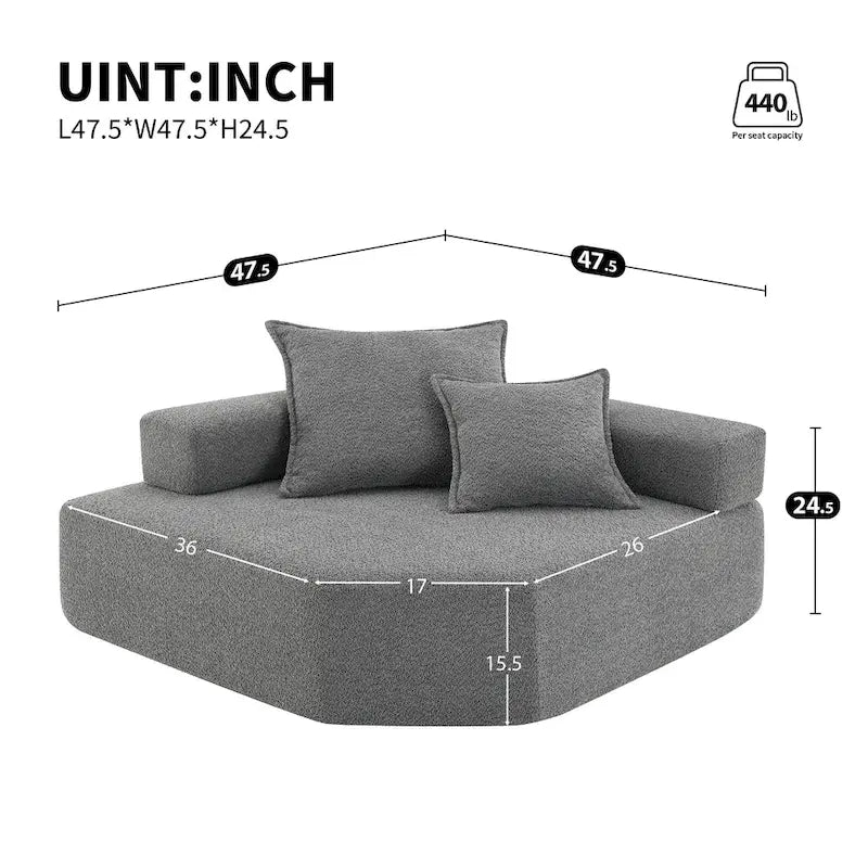 Canapé sectionnel modulaire capitonné en tissu bouclé, personnalisable soi-même