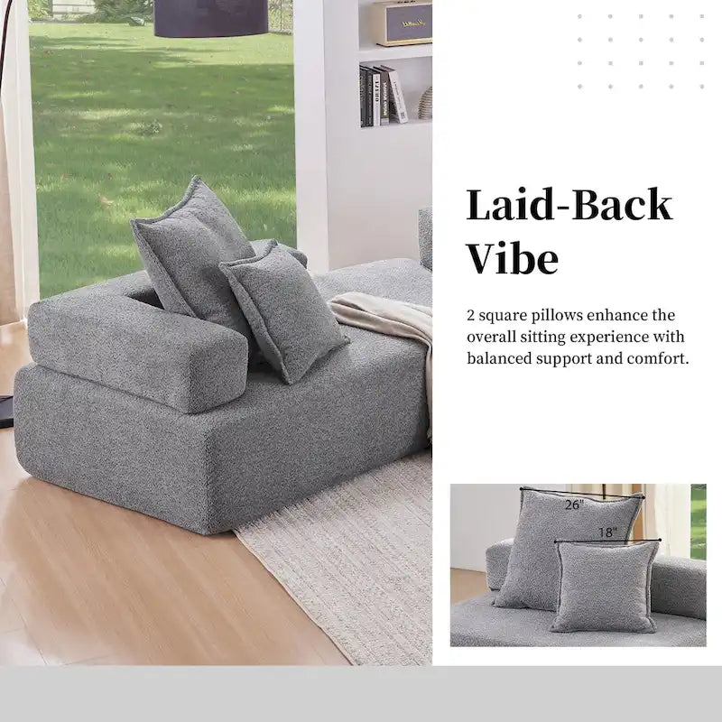 Canapé sectionnel modulaire capitonné en tissu bouclé, personnalisable soi-même